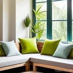 친환경 인테리어 - **Prompt 1: Sunny & Serene Eco-Friendly Living Room**
    "A brightly lit, serene living room in an ...