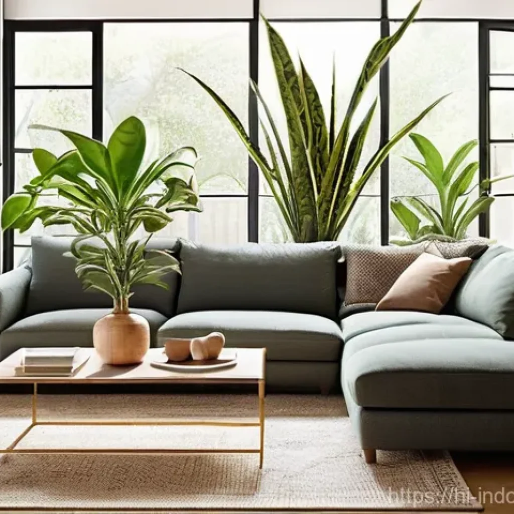 미생물과 실내 건강 - **Prompt 1: Serene Living Space with Abundant Natural Light and Greenery**
    "A cozy, sun-drenched...